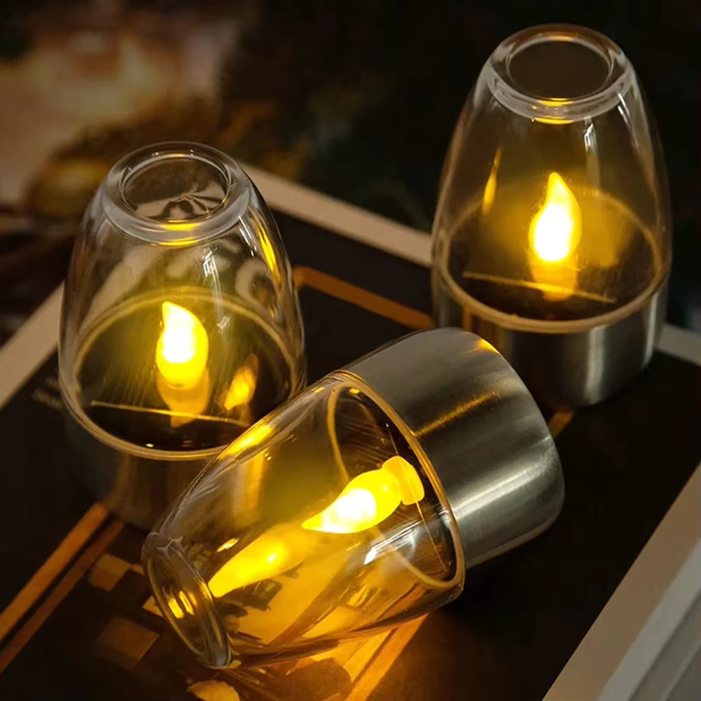 Outdoor Lighting Deck - LED Stainless Steel Solar Candle Lights