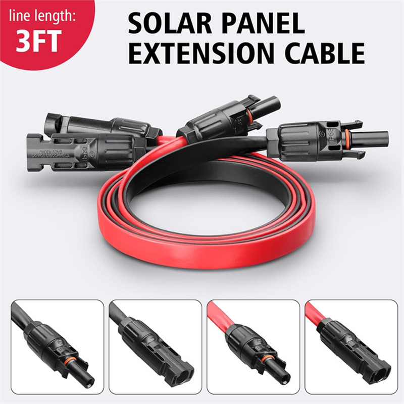 Outdoor Lighting Extension Cable - 30cm Solar Panel Flat Photovoltaic Extension