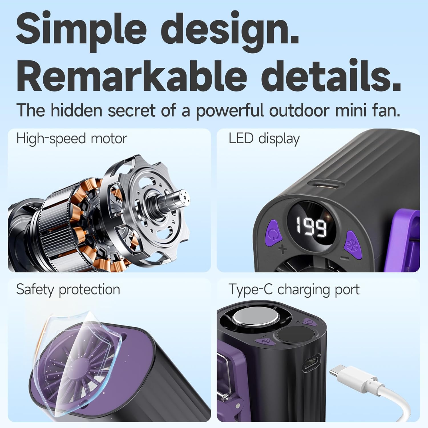 199 Speeds Portable Clip Fan W - Umbrella Led Clip recension och pris
