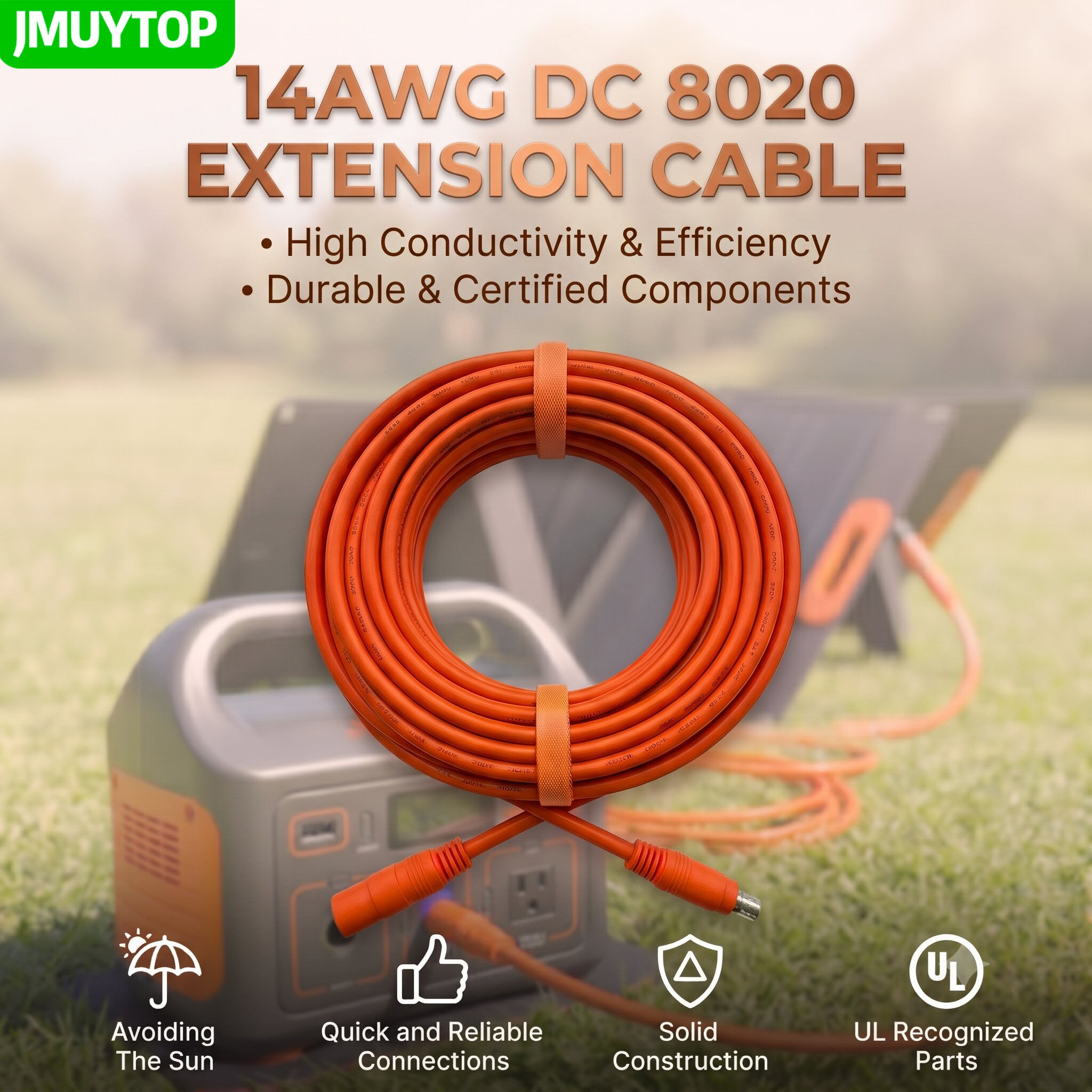 JMUYTOP Solar Panel Extension  - Outdoor Lighting Extension Cable recension och pris