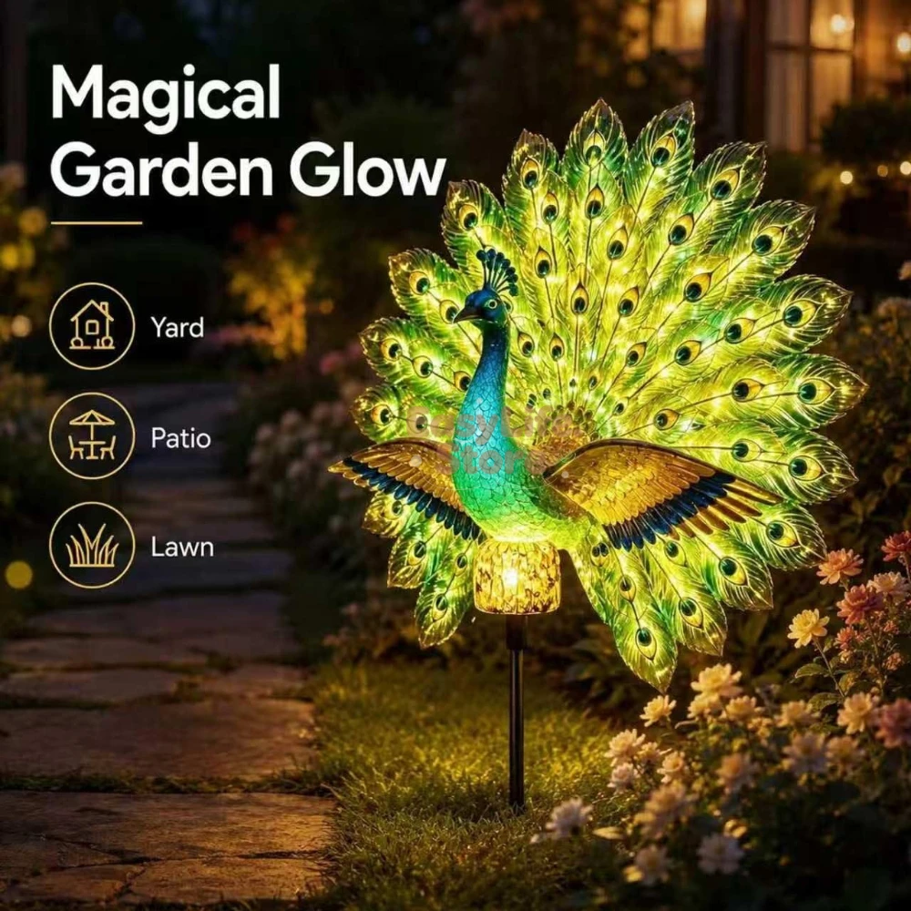 Solar Peacock Garden Sculpture - Outdoor Lighting Construction recension och pris
