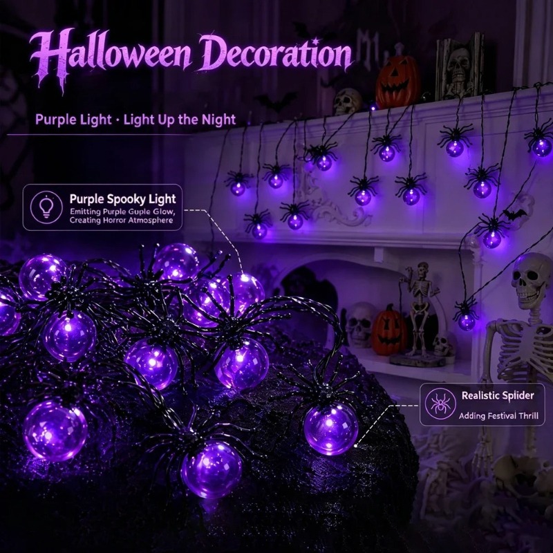 Battery Powered Spider LED Str - Outdoor Lighting Yard Decoration recension och pris