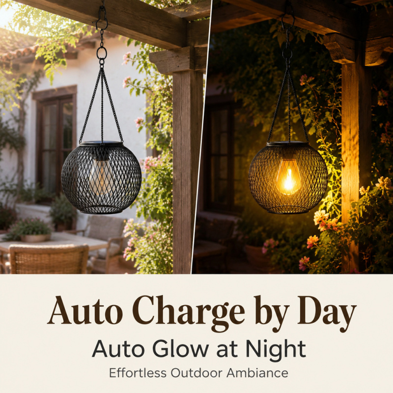 Solar Powered LED Hanging Floo - Outdoor Lighting Construction recension och pris