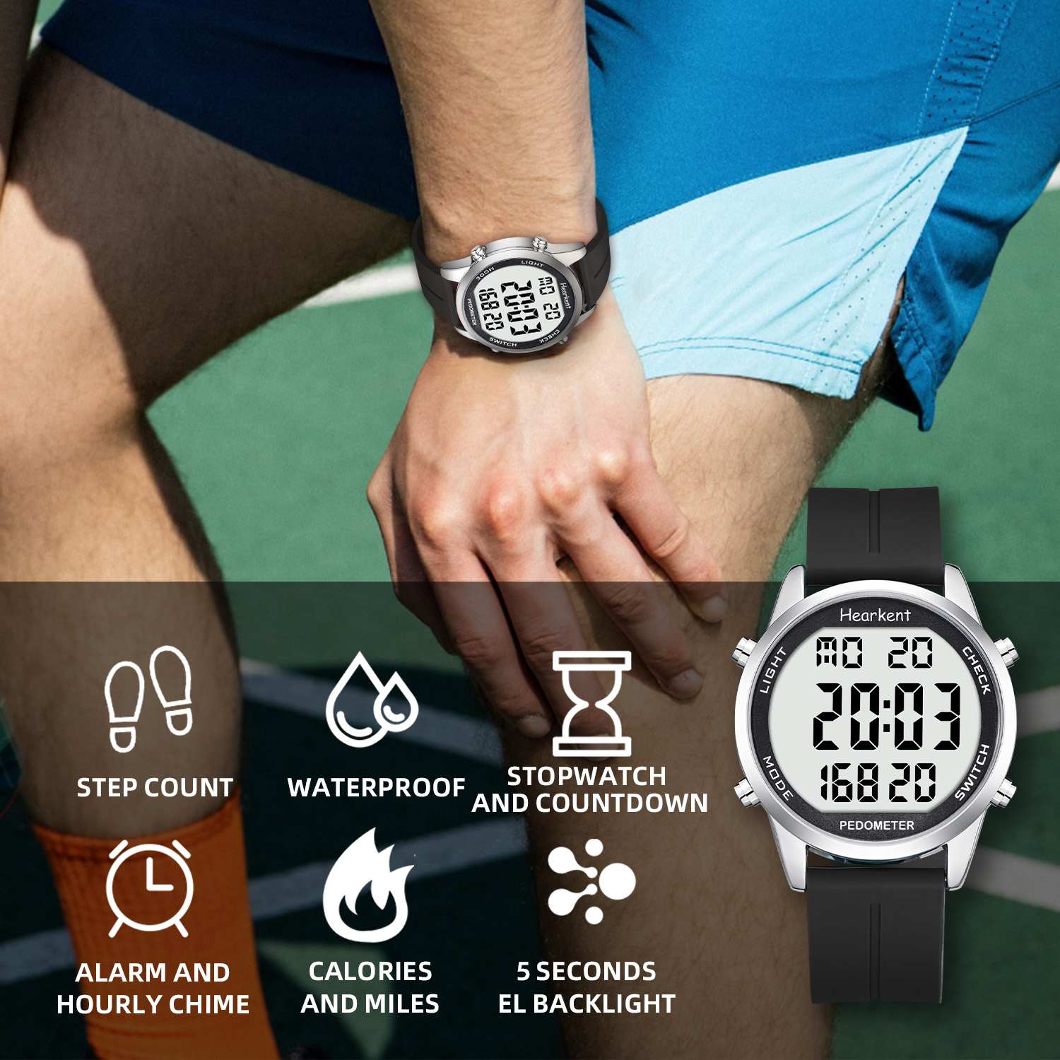 Hearkent Pedometer Watch Men/W - Outdoor Lighting Deck recension och pris