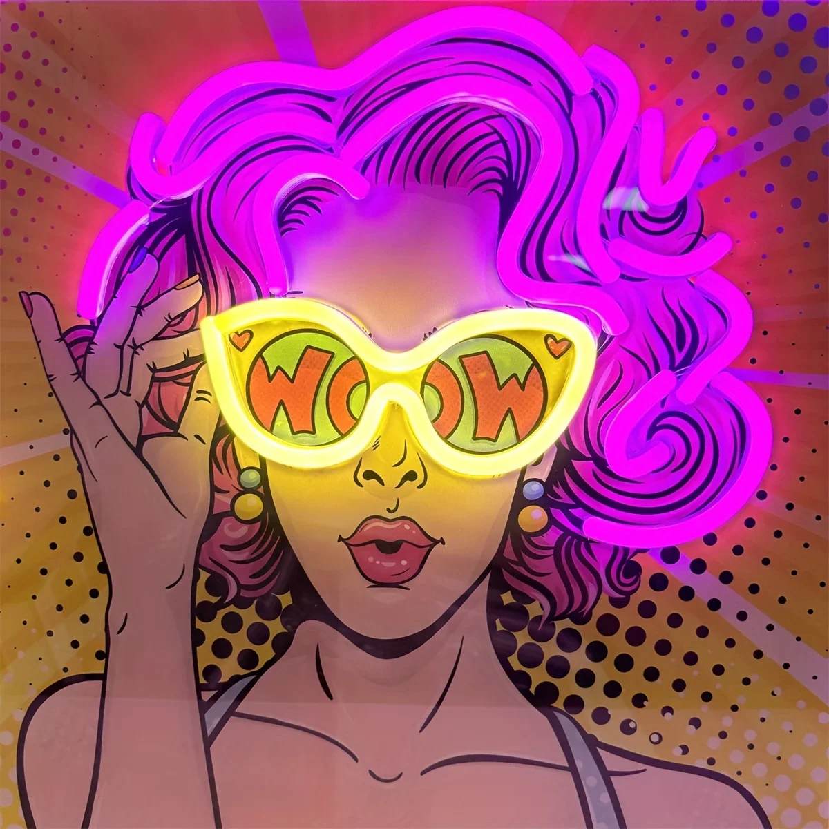 Wow Lady Pop Art LED Neon Sign - Outdoor Lighting Decor Wow recension och pris