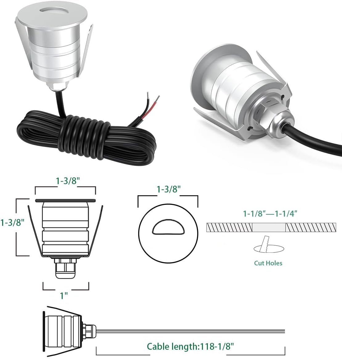 Recessed LED Step Light 1W 10P - Ground Light Recessed recension och pris