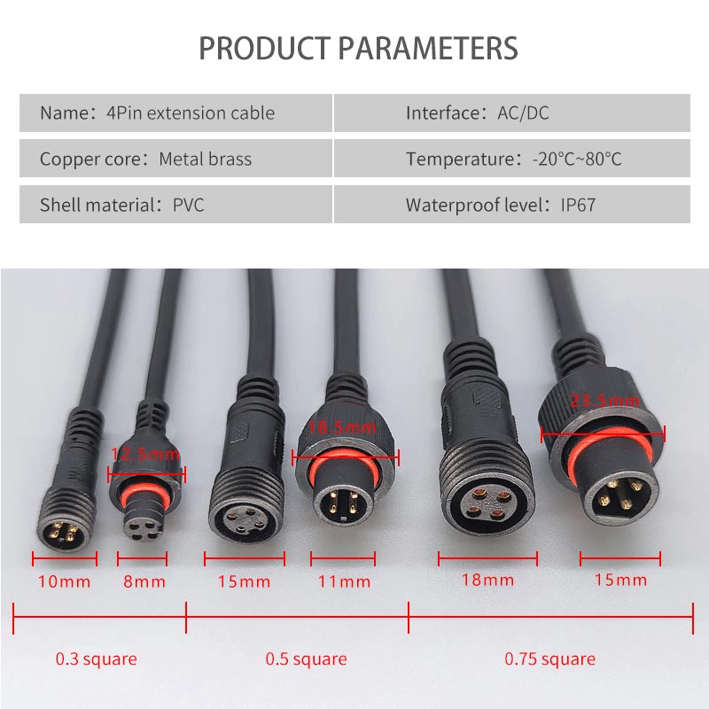Male Famale Plug Cable 4Pin Wa - Outdoor Lighting Extension Cable recension och pris