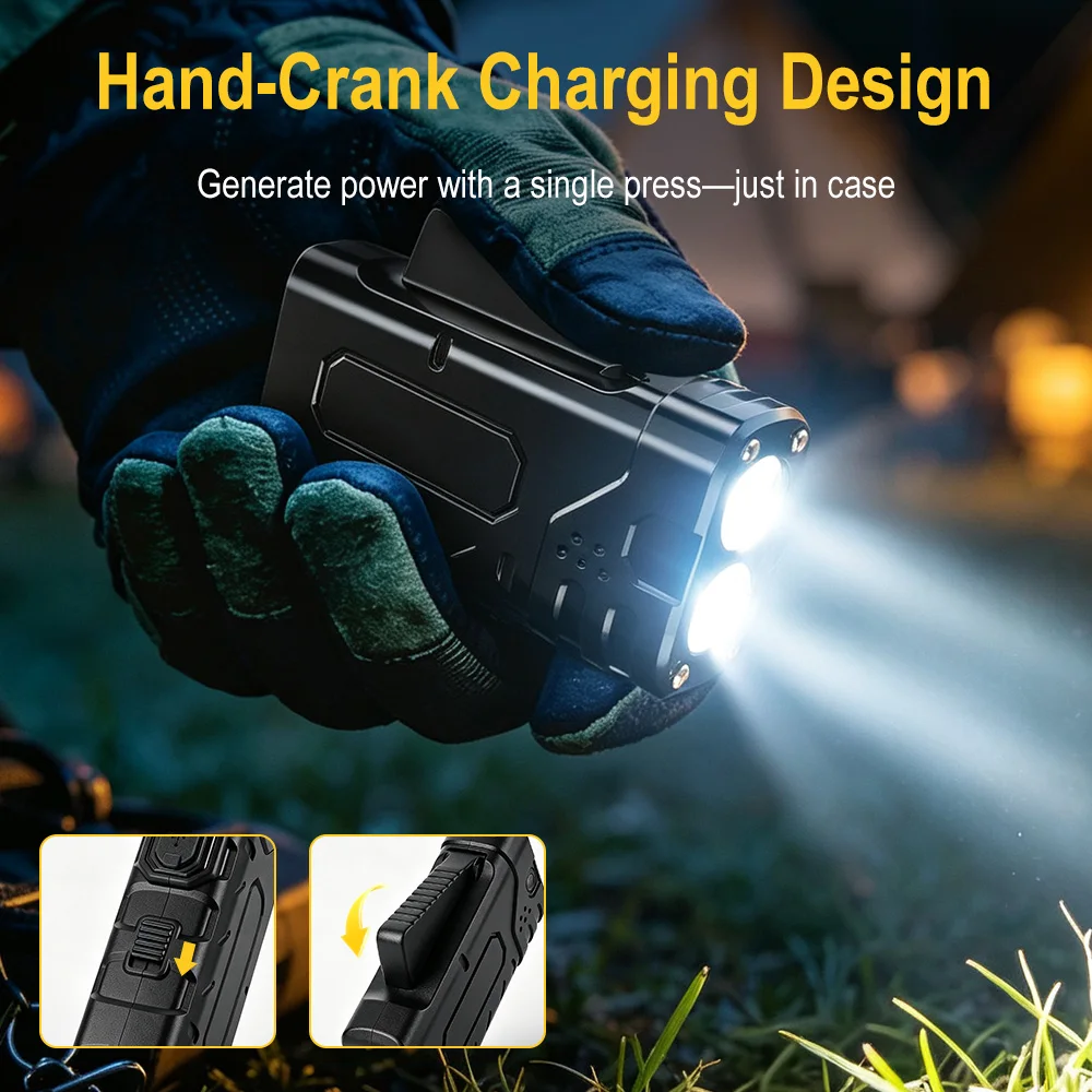 BORUIiT Hand Crank EDC LED Fla - Outdoor Lighting Construction recension och pris