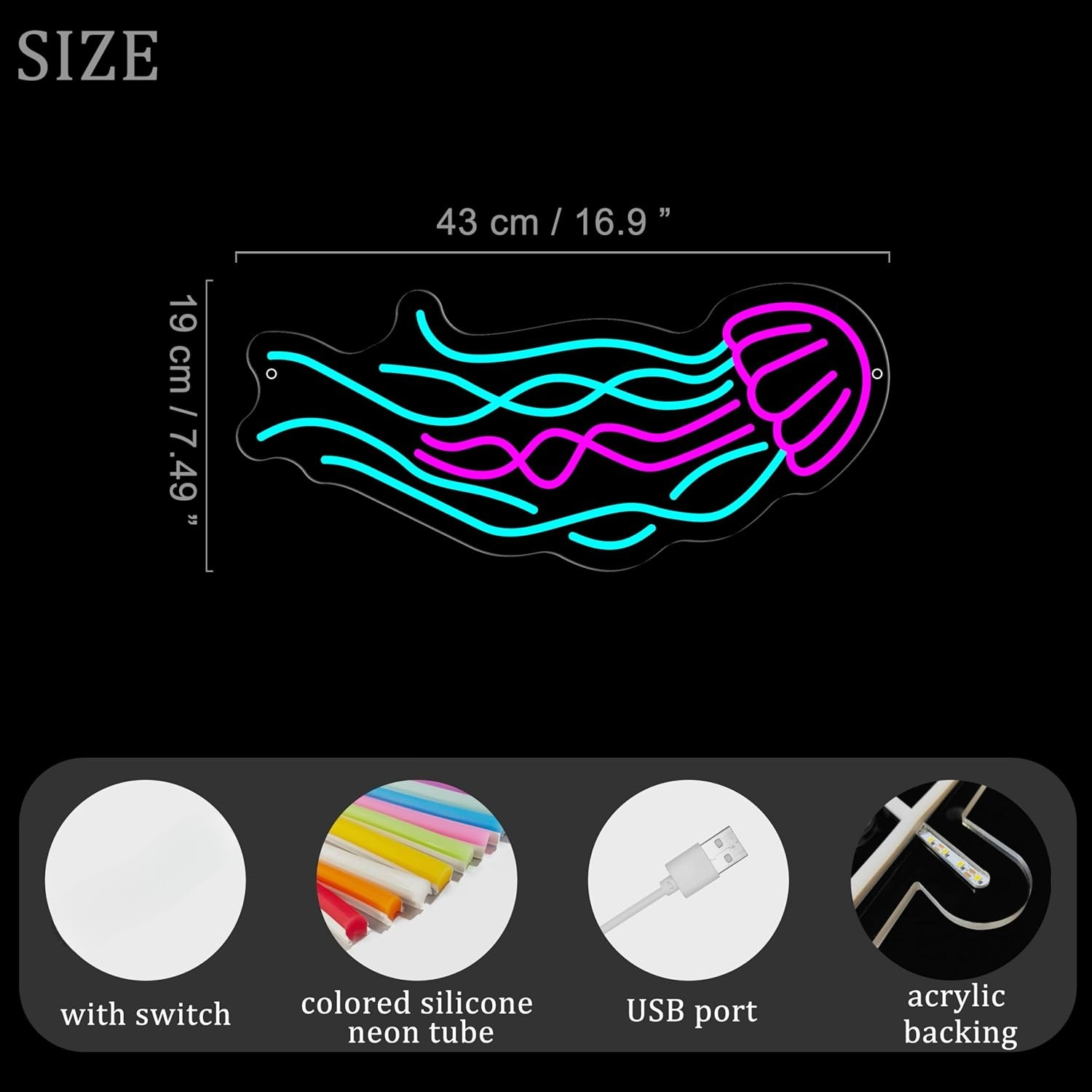 Jellyfish Neon Sign USB Dimmab - Outdoor Lighting Jellyfish recension och pris