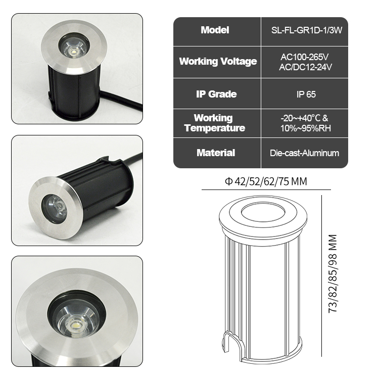 1W/3W DC12v IP65 Waterproof LE - Ground Light Recessed recension och pris