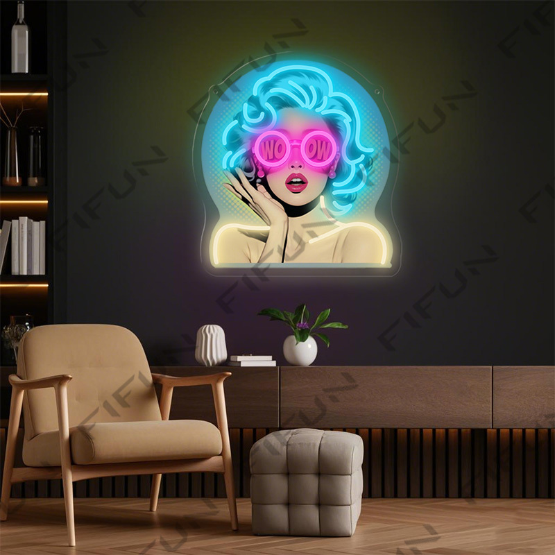 WOW Curl Girl Neon Sign UV Pri - Outdoor Lighting Decor Wow recension och pris