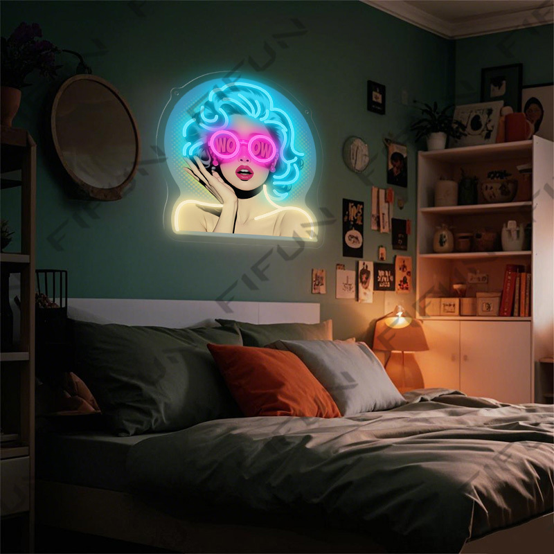 WOW Curl Girl Neon Sign UV Pri - Outdoor Lighting Decor Wow recension och pris