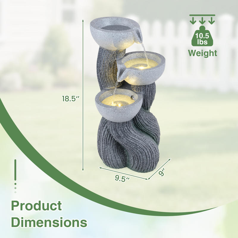 3-Tier Outdoor Water Fountain  - Outdoor Lighting Deck recension och pris