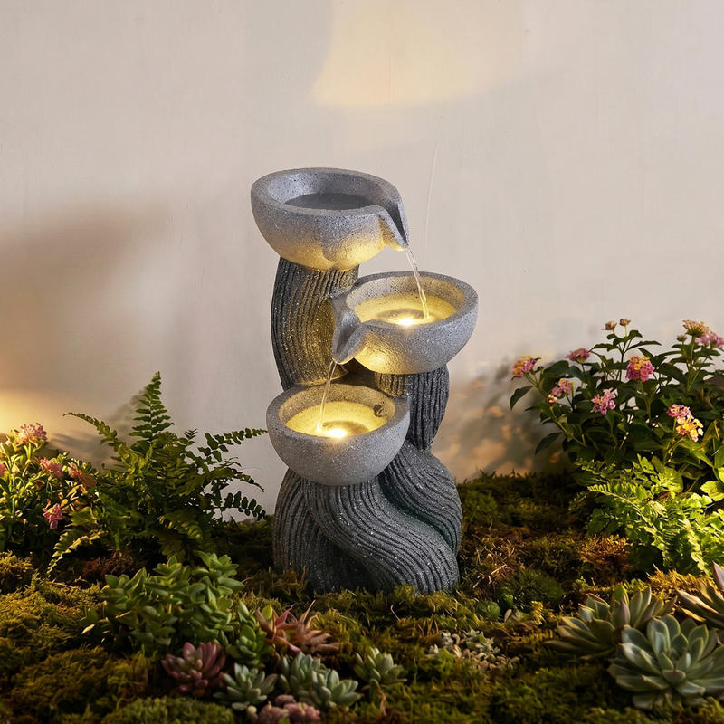 3-Tier Outdoor Water Fountain  - Outdoor Lighting Deck recension och pris