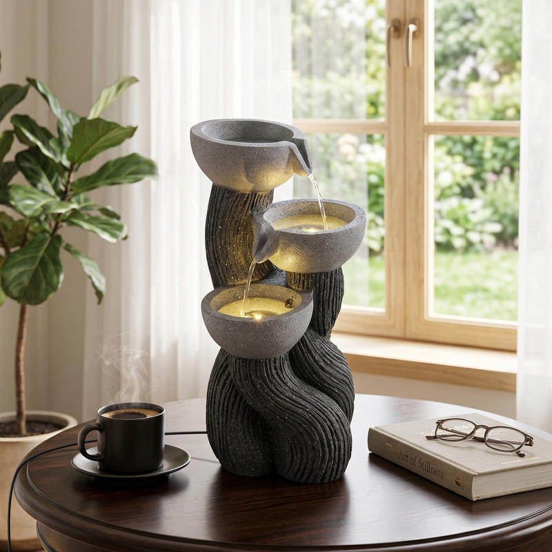3-Tier Outdoor Water Fountain  - Outdoor Lighting Deck recension och pris