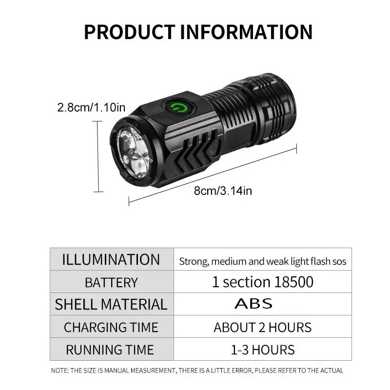 Mini 3LED Flashlight With Pen  - Outdoor Lighting Construction recension och pris