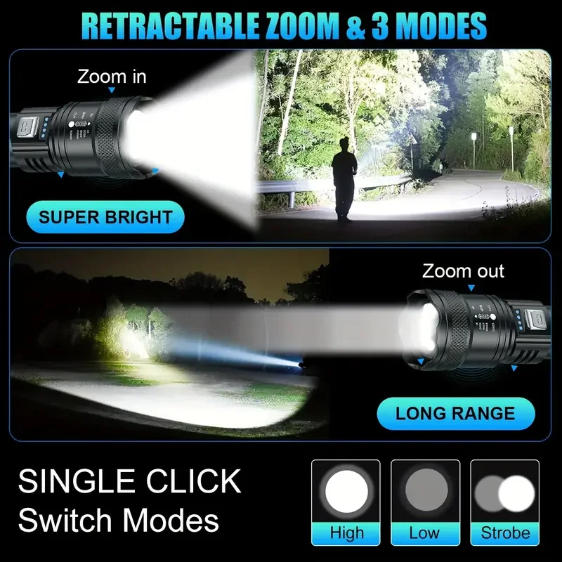 Tactical LED Flashlight 2000LM - Outdoor Lighting Construction recension och pris