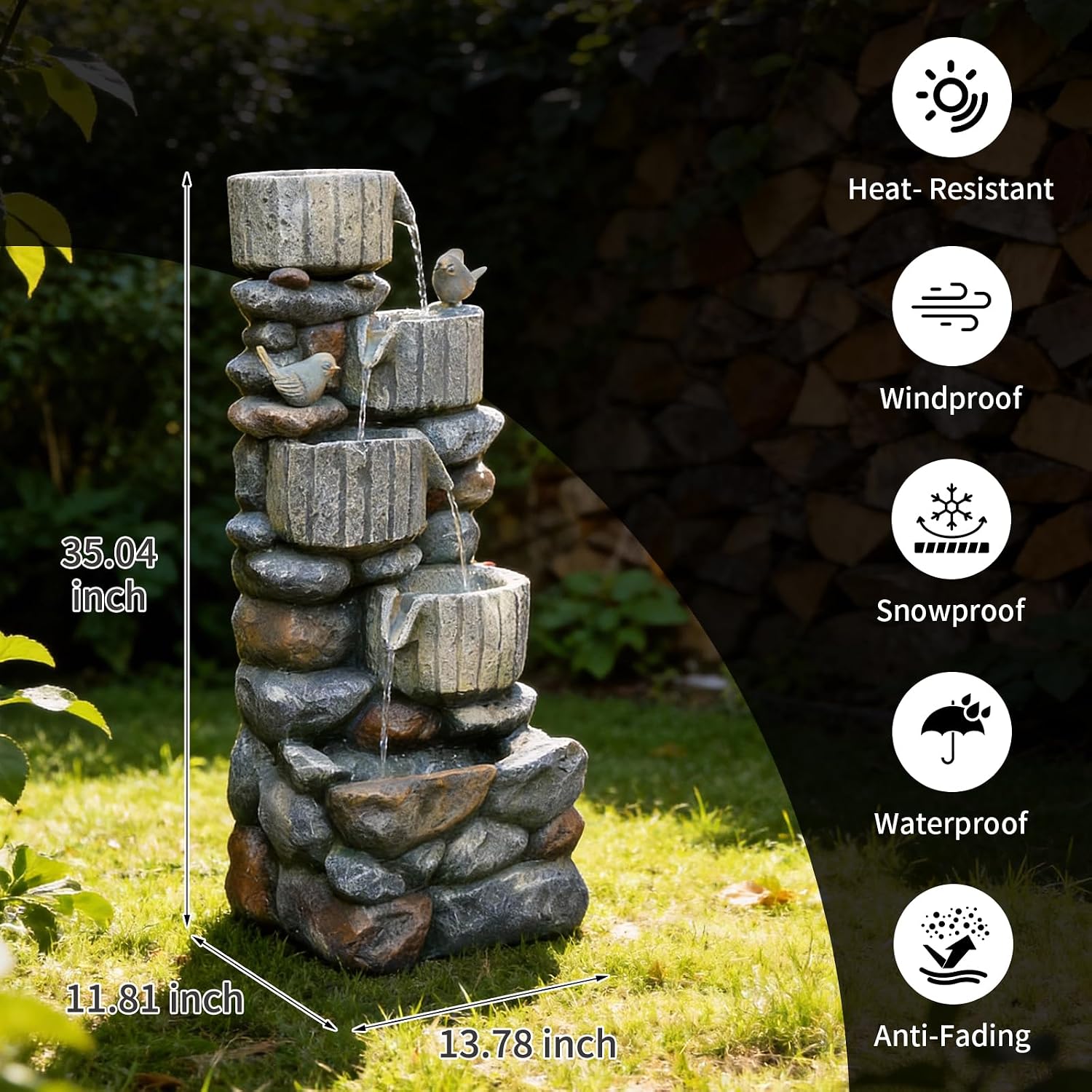 3504 H 5Tier Cascading Rock Wa - Outdoor Lighting Deck recension och pris